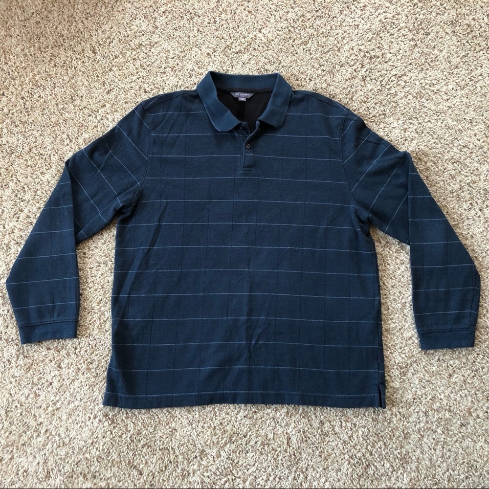 Van Heusen Flex Men's Teal/Blue Polo Shirt Long Sleeve Size XL